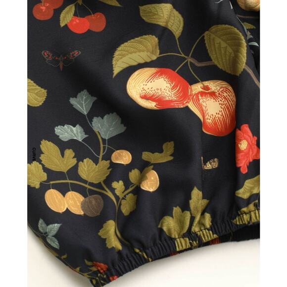 Cider Fruit Print Square Neck Puff Sleeve Midi Dress – Curve 1XL - Picture 6 of 9